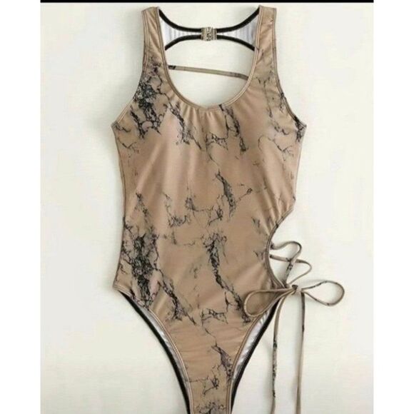 Ladies Marble Print One Piece Swimsuit sz small - Picture 4 of 5